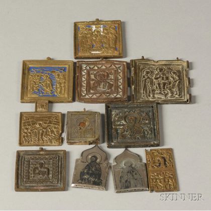 Eleven Miniature Russian Icons