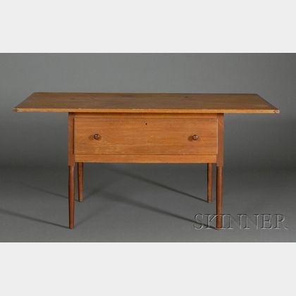 Shaker Pine, Cherry, and Butternut Kitchen Table with Drawer