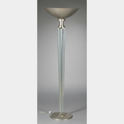 Art Deco Aluminum and Glass Torchiere