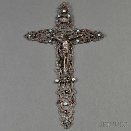 Continental Jeweled Sterling Silver Crucifix