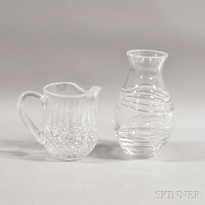 Waterford Crystal Cirrus Vase and a Water Pitcher. Estimate $200-250