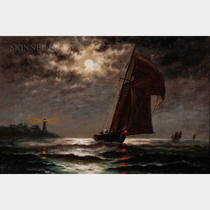 Edward Pritchard (British/American, 1864-1935) Moonlit Seascape