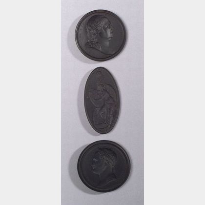 Three Wedgwood Black Basalt Intaglio Medallions