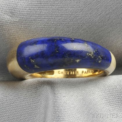 18kt Gold, Lapis, and Bone Ring, Cartier