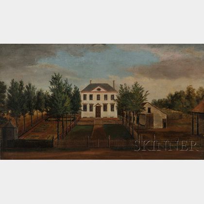American School, Early 19th Century Portrait of the Philadelphia Colonial House, Chalkley Hall, Residence of Reverend Thomas Chalkley. 
