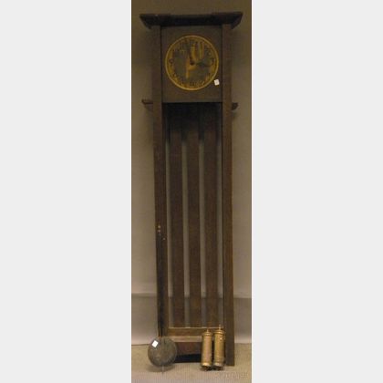 Arts & Crafts-style Oak Hall Clock