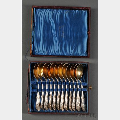 Set of Twelve Tiffany & Co. Sterling Silver Saratoga Pattern Egg Spoons