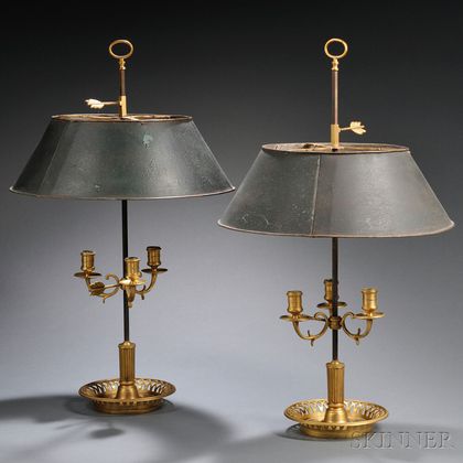 Pair of Dore Bronze Boudoir Lamps
