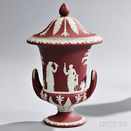 Wedgwood Crimson Jasper Dip Vase and Cover