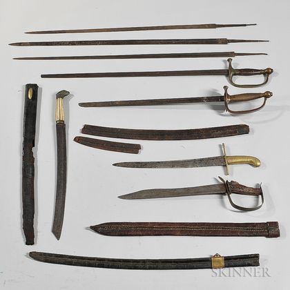 Three Scabbards, Three Sword Blades, and Five Damaged Swords