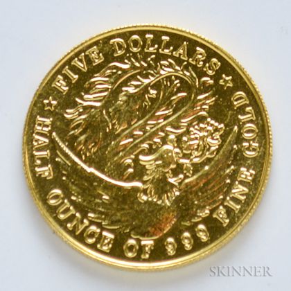1984 Singapore $5 Half Oz. Gold Coin.