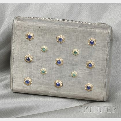 Sterling Silver Gem-set Compact, M. Buccellati, Italy