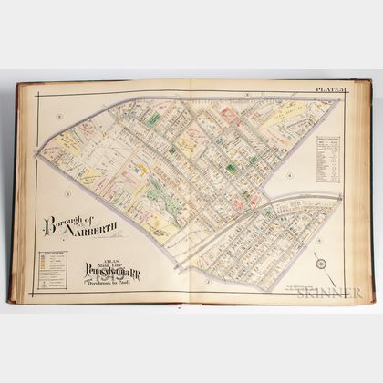 Pennsylvania. Ellis Kiser; J.M. Lathrop; and Milton R. Yerkes. Atlas of Properties on Main Line Pennsylvania Road from Overbrook to Pao