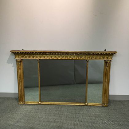 Federal Carved and Gilt Tripartite Overmantel Mirror