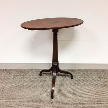 Federal Inlaid Mahogany Oval Tilt-top Candlestand