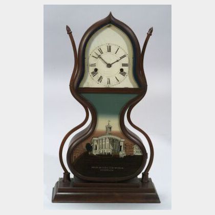 Laminated Wood and Rosewood Veneer Acorn Clock