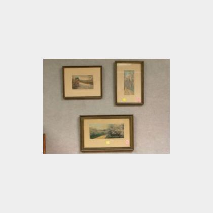 Three Framed Wallace Nutting Hand-colored Landscape Photographic Prints