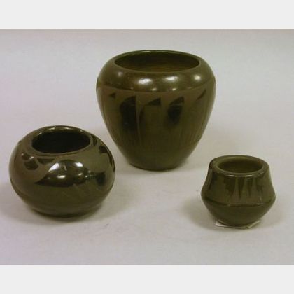 Three Small Pieces of Southwest Native American Decorated Blackware Pottery