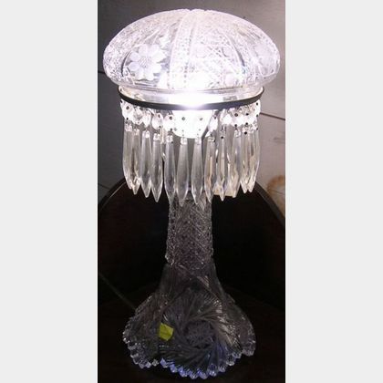 Colorless Cut Glass Table Lamp with Prisms