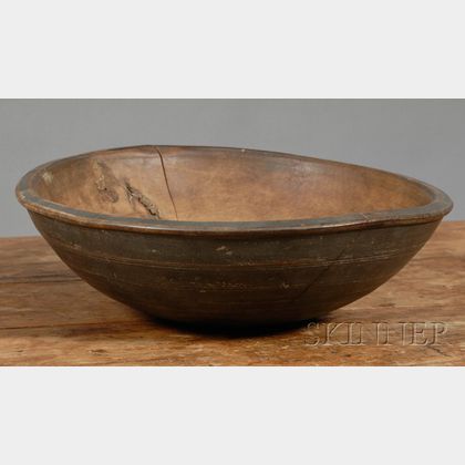 Black-painted Turned Wooden Bowl