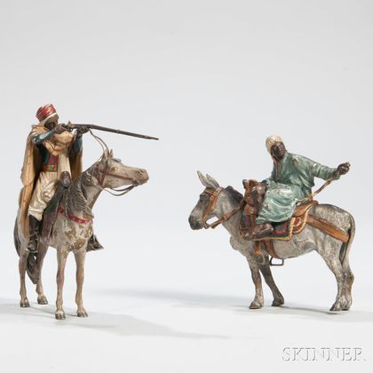 Two Austrian Polychrome Cold-painted Bronze Riders