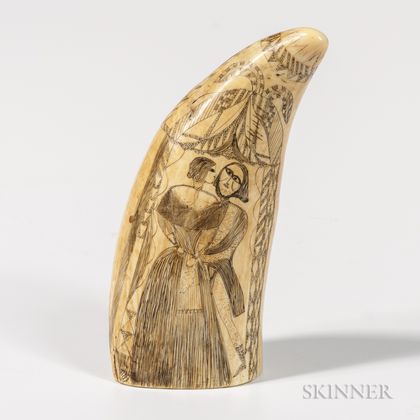 Scrimshaw Whale's Tooth Depicting a Dancing Couple