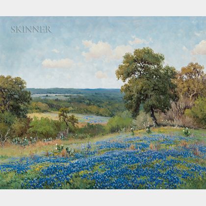 Porfirio Salinas (American, 1910-1973) Fields of Bluebonnets