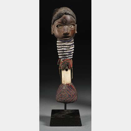 African Carved Wood and Bone Figure