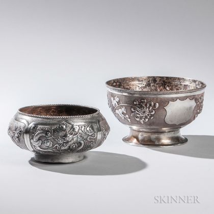 Two Chinese Export Silver Bowls