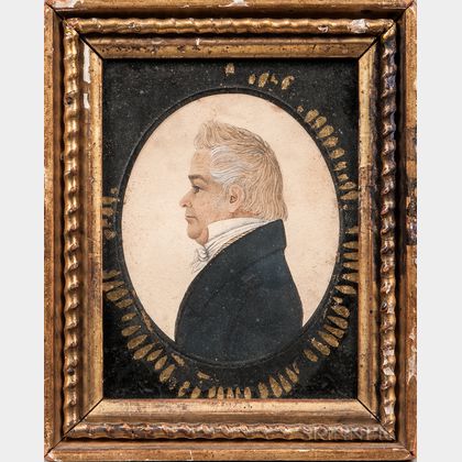 Rufus Porter (Connecticut/Massachusetts, 1792-1884) Profile Portrait of an Elderly Gentleman