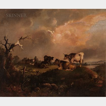 William Otis Bemis (American, 1819-1883) Cattle at Pasture