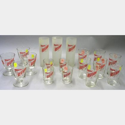 1940s Eighteen-Piece Boston Red Sox Beverage Glass Set