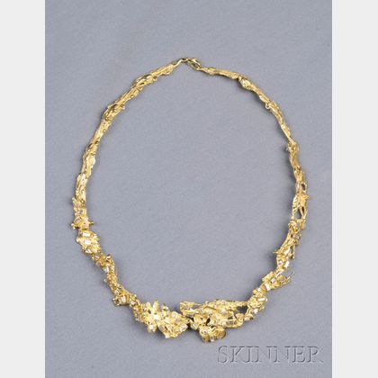 Abstract Design 18kt Gold and Diamond Necklace