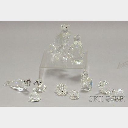 Ten Small Swarovski Cut Crystal Animal Figurines