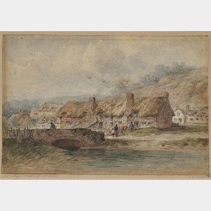 Lot of Two Framed 19th Century English Watercolors: Old Cottages Droitwich