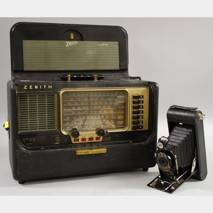 Zenith Trans-Oceanic Shortwave Radio and No. 2C Pocket Kodak Camera. 
