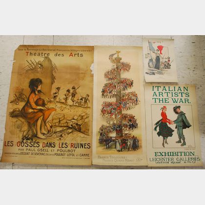 Four British and French WWI Era Lithograph Posters