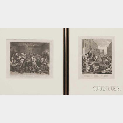 William Hogarth (British, 1697-1764) Two Framed Prints: Second Stage of Cruelty