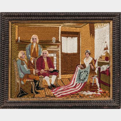 Needlework Picture of Betsy Ross Presenting the First American Flag to George Washington