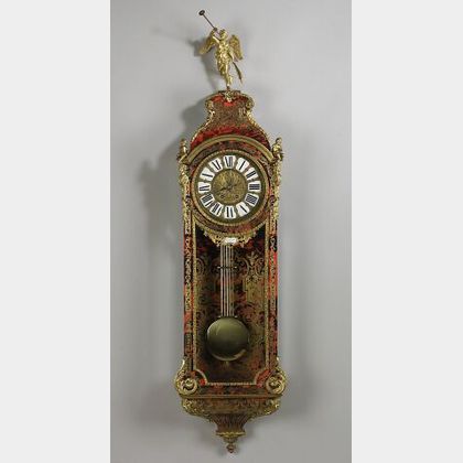 French Louis XIV-style Boulle Inlay and Ormolu Mounted Wall Clock