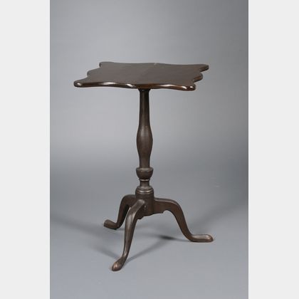 Federal Brown-painted Serpentine Tilt-top Candlestand. 