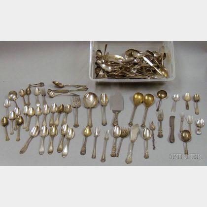 Large Group of Sterling Silver and Silver Plated Flatware