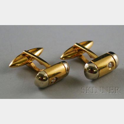 18kt Bicolor Gold and Diamond Cuff Links