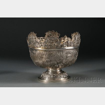 Chinese Export Silver Monteith-style Center Bowl