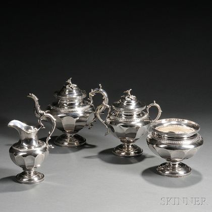 Four-piece Tiffany & Co. Coin Silver Tea Service
