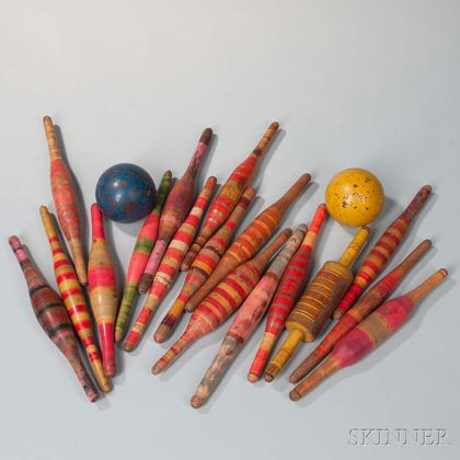Polychrome Decorated Yarn Winders and Balls 