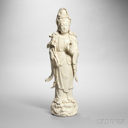 Large Blanc-de-chine Figure of Guanyin