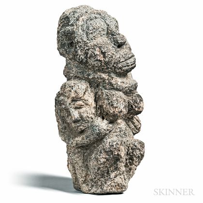 Mende-style Carved Stone Fertility Sculpture