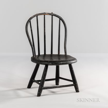 Black-painted Child's Bow-back Windsor Chair