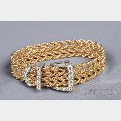 14kt Gold and Diamond Buckle Bracelet